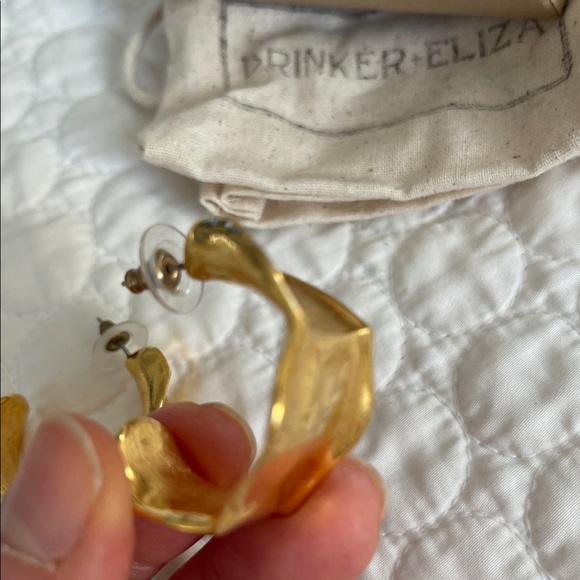 Brinker + Eliza Shiny Gold Statement Hoops size of a quarter coin. - Picture 4 of 4